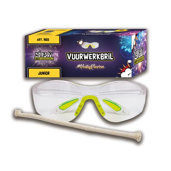 Vuurwerkbril junior + lont + instructies.